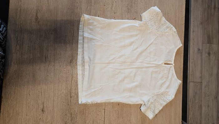 Blouse à manches courtes, blanche en dentelle, Follow me, taille M, neuf - photo numéro 7