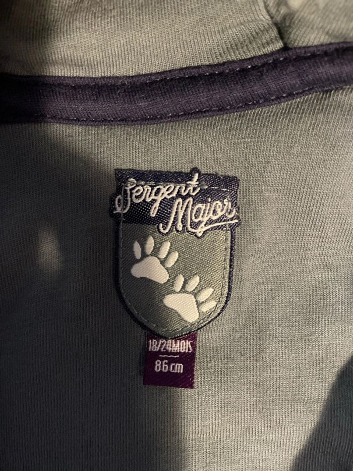 Gilet épais gris bleu à capuche sergent Major 18/24 mois - photo numéro 3