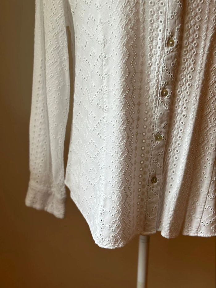 Chemise brodée ajourée blanche – Zara – Taille L - photo numéro 5