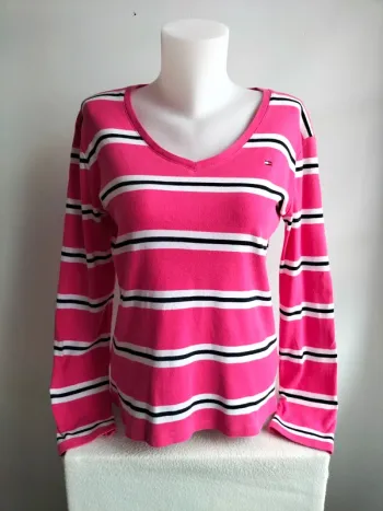 Pull Femmes Fin et Léger Col V 100% Coton - Tommy Hilfiger - Taille L