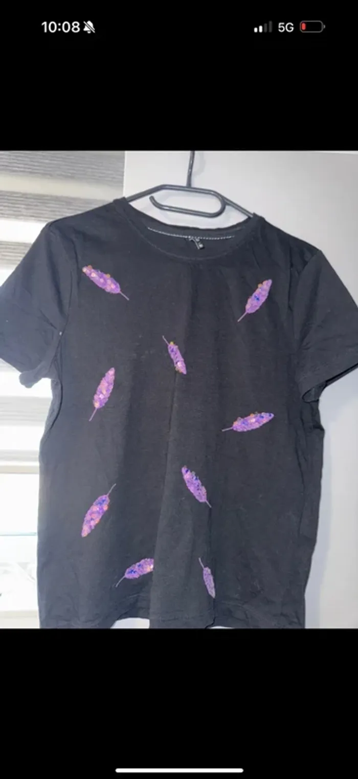 Tshirt noir mauve taille M Only
