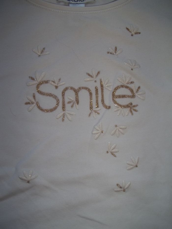 T-shirt ml blanc Smile Okaïdi(1) 8 ans - photo numéro 2