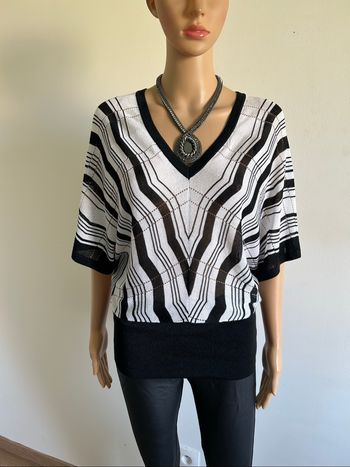 Pull noir et blanc à manches courtes Morgan taille M excellent état