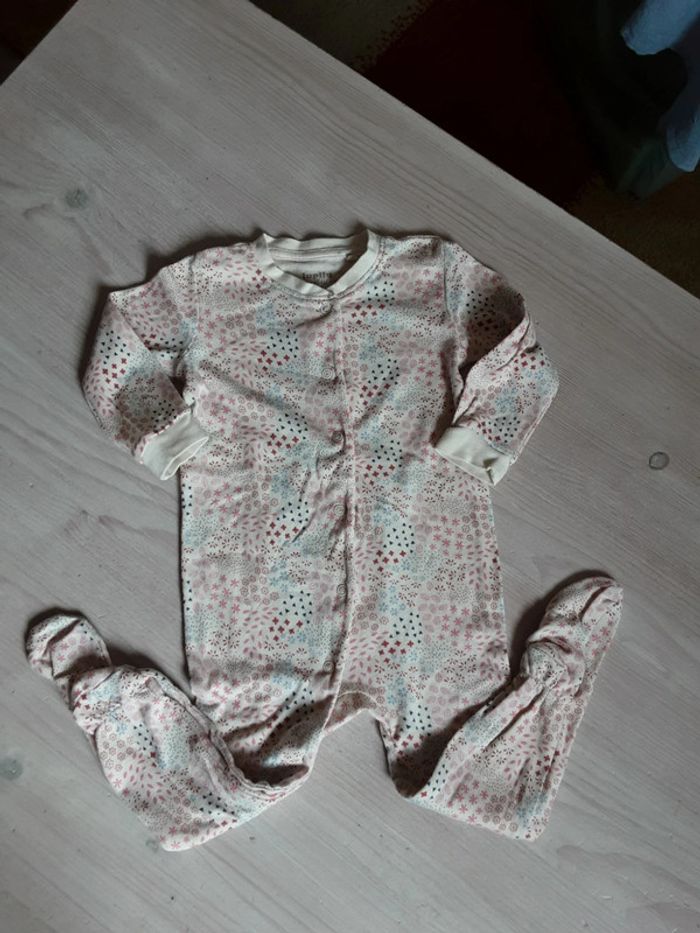 Pyjama coton biologique fin fleurs T. 80