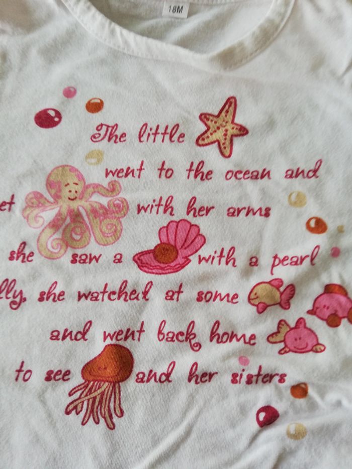 Tee shirt manches courtes blanc coquillages 18 mois - photo numéro 3