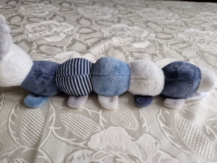 Peluche chenille Obaibi bleu et blanche - photo numéro 5
