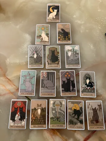 Stickers cartes de tarot chat 15 pièces