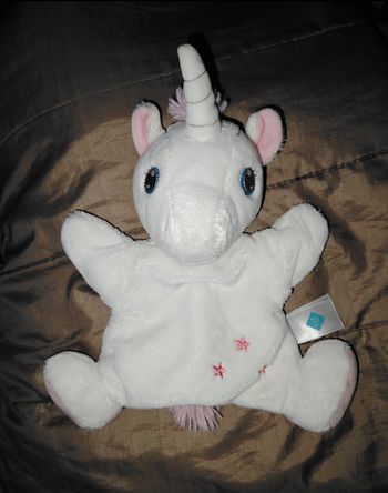 Doudou marionnette licorne tex