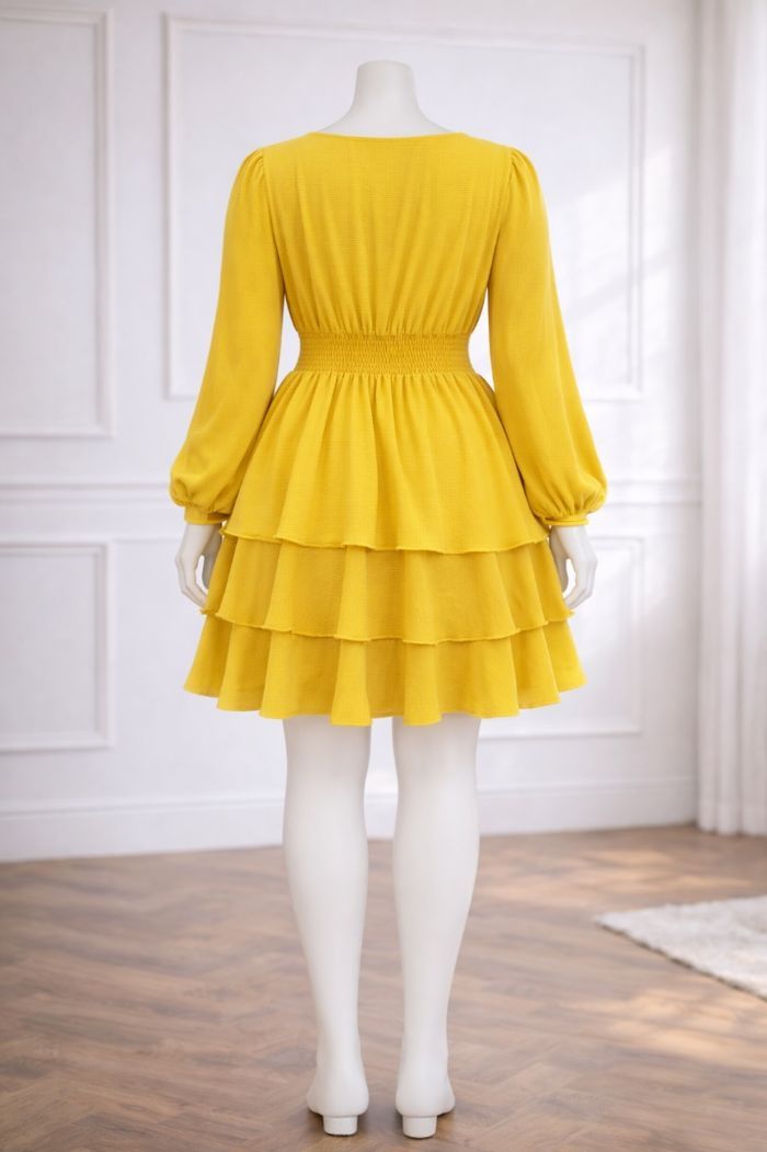 Robe patineuse manches longues bouffantes jaune citron pepsy Femme taille 54 marque Asos 💍 - photo numéro 7