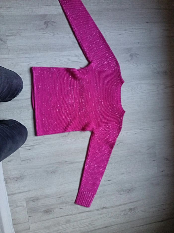 Pull fille 12 ans Lee Cooper rose à paillettes argentée en très bon. - photo numéro 8