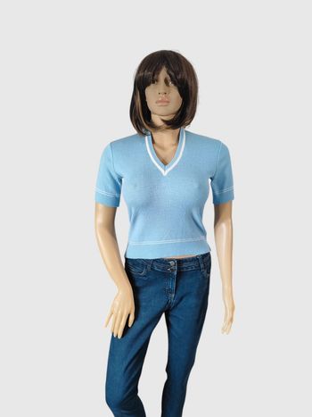 T-shirt Dralon Bleu Clair, Taille Unique, Style Sport Chic - Vintage et Confortable !