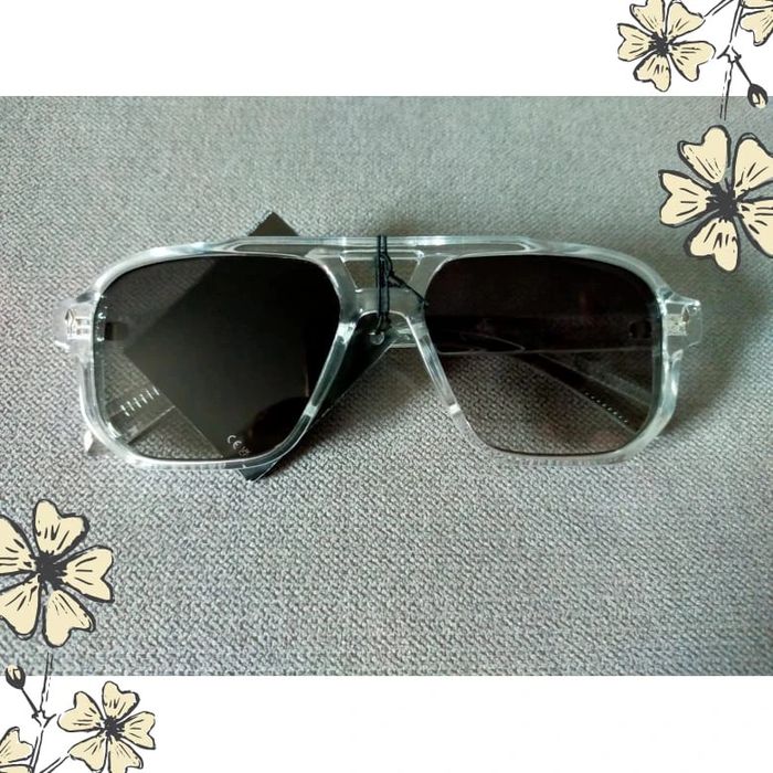 Lunettes de soleil aviateur – monture transparente & verres verts – UV400 cat.2 – homme