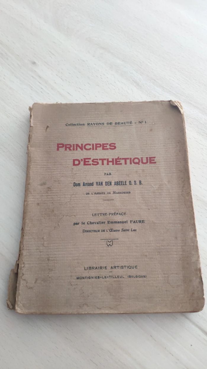 Livre 1920 principes d'esthétique collection rayon de beauté 1 Van den Abeele artistique art