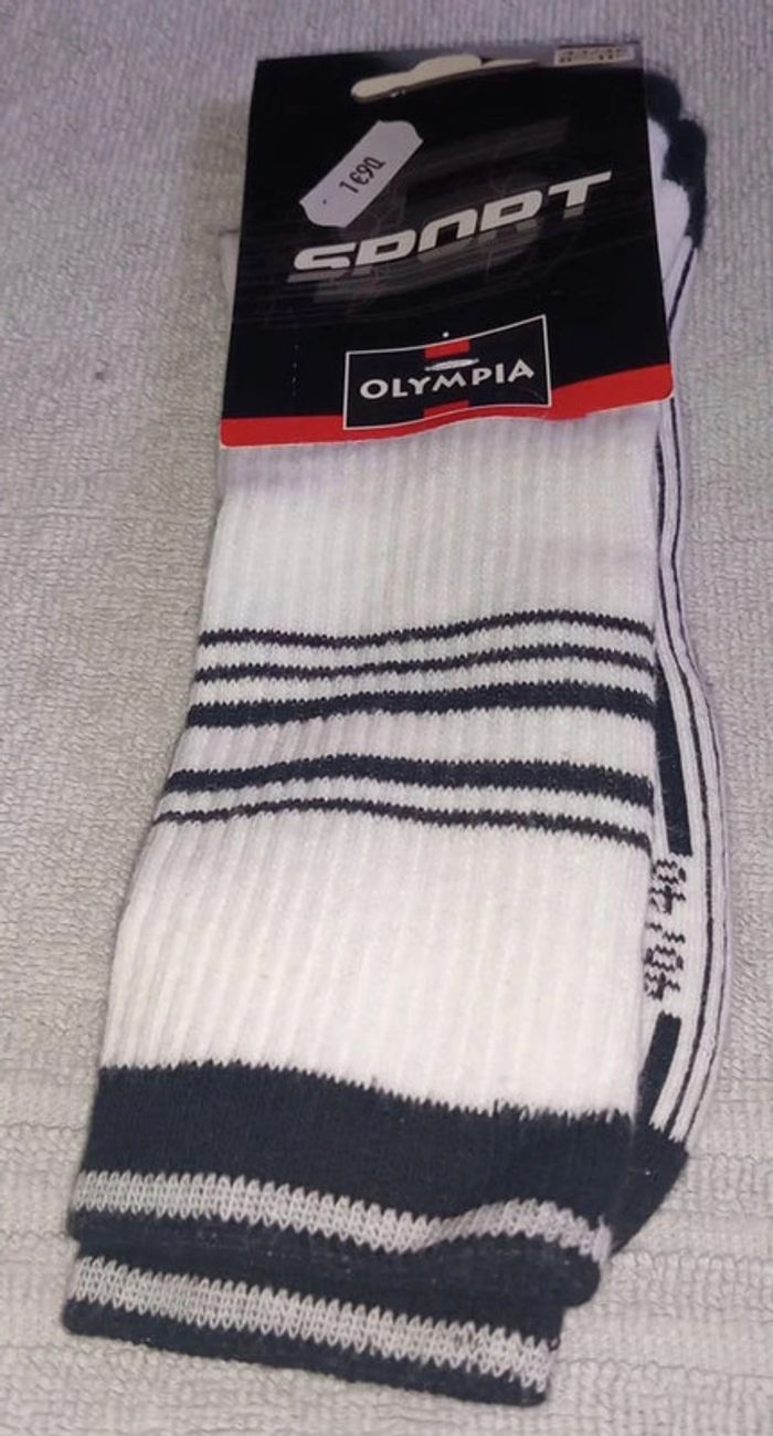 1 Paire de chaussette blanc noir Olympia Pointure 43 / 46