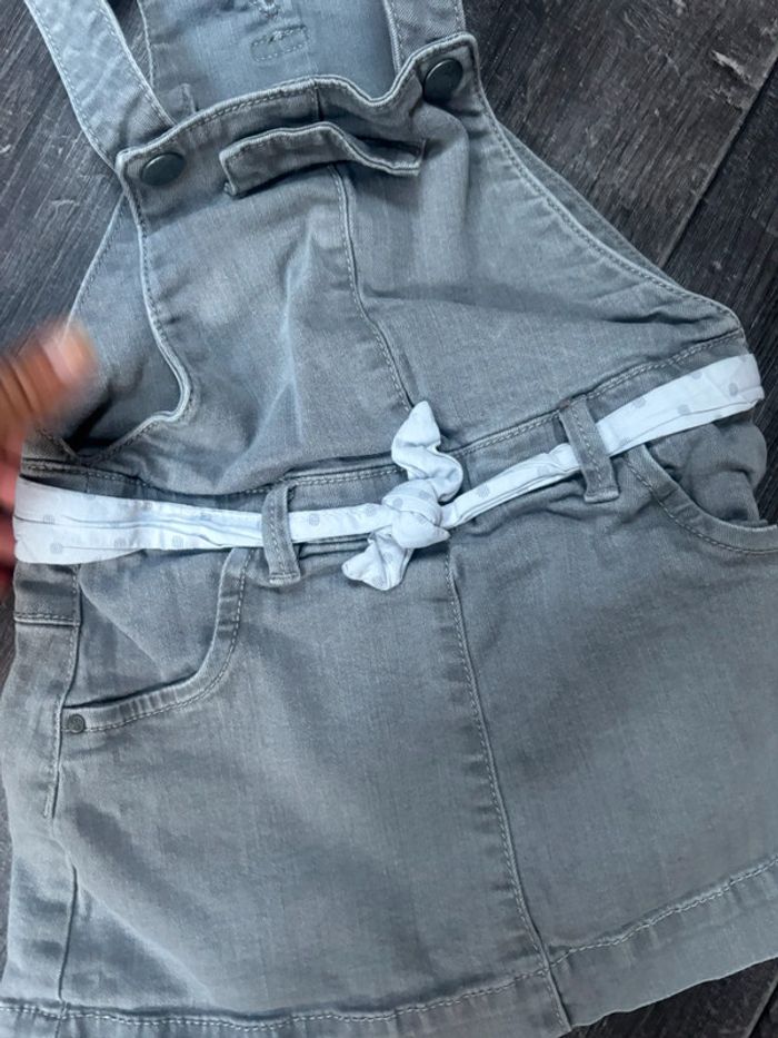 Jupe salopette jeans gris fille 3 ans - photo numéro 4