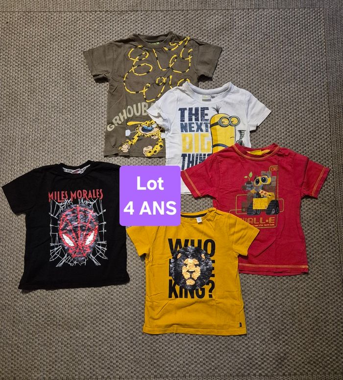 Lot de 5 T-shirts MC personnages - 4 ans