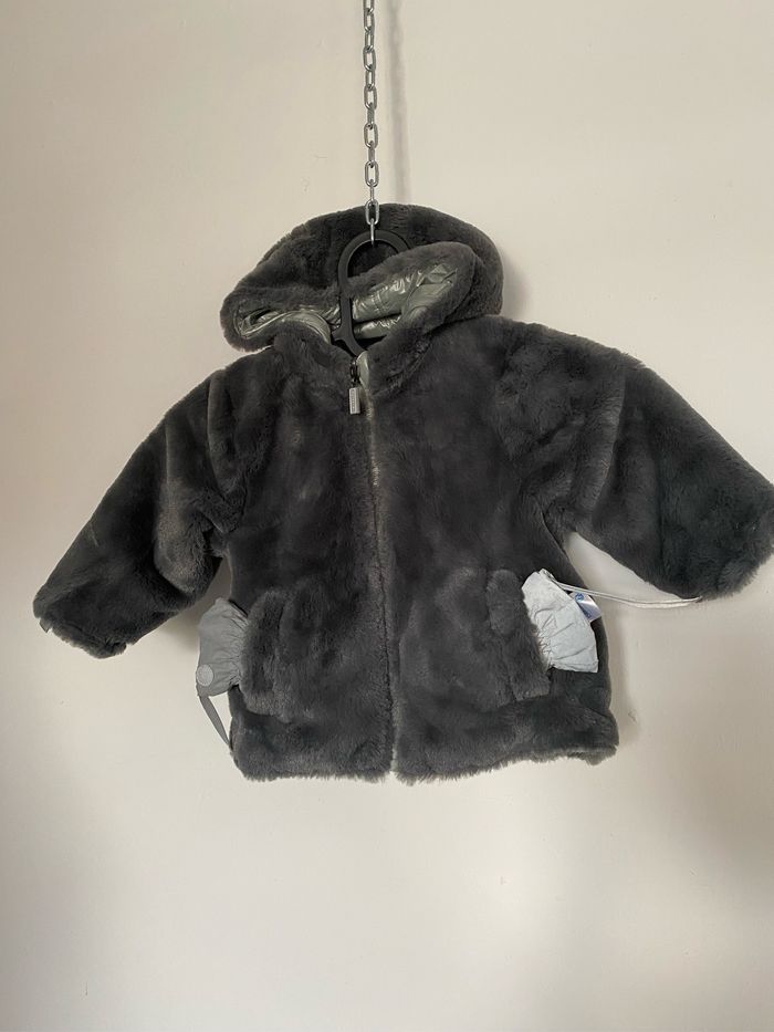 Manteau réversible argenté et fourrure synthétique - photo numéro 3