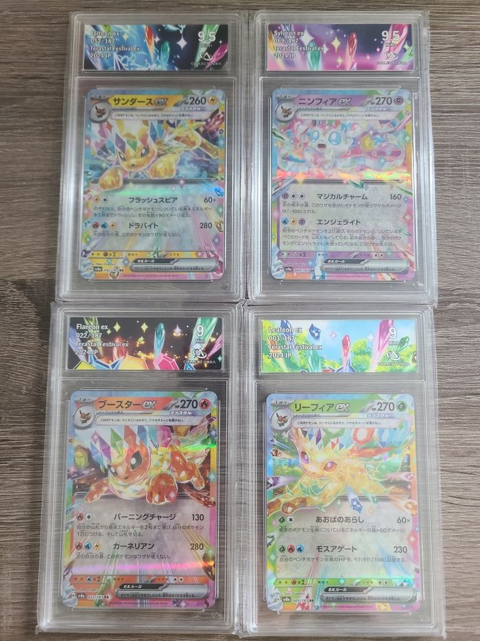 Lot de 4 carte pokémon eeveelution gradé Collect Aura 9 9,5