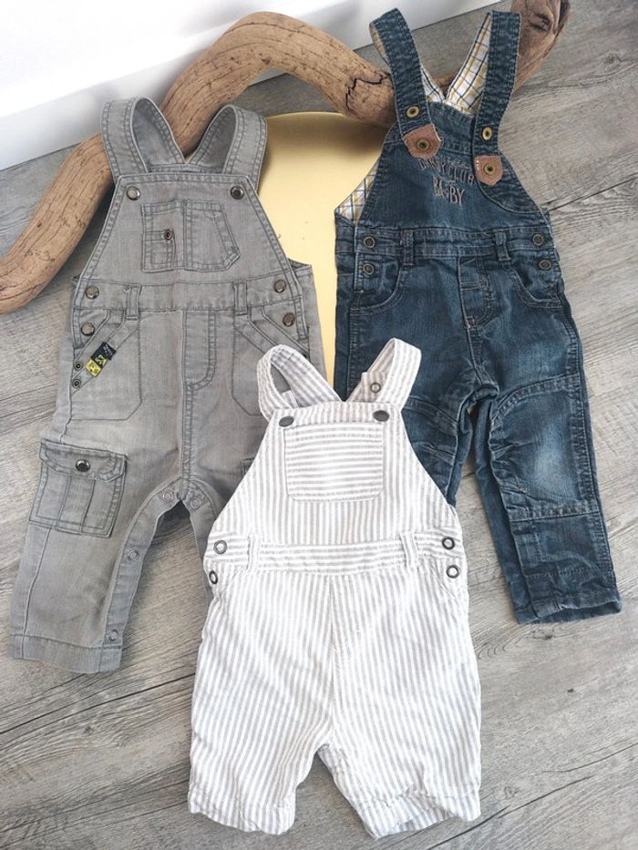 Lot de 3 salopettes 9 mois / 1 ans
