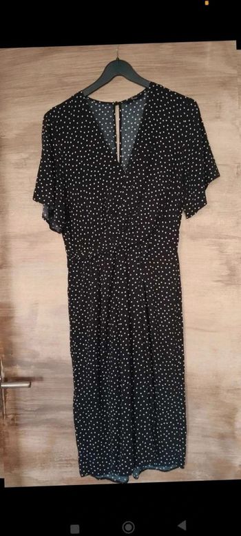 Combinaison fluide  noir à pois  blanc  taille  38