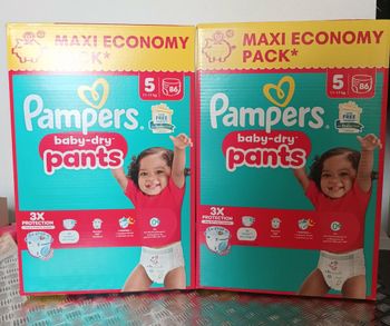 Lot 2 Cartons Pampers Pants T5 11-17kgs 172 Couches Neufs