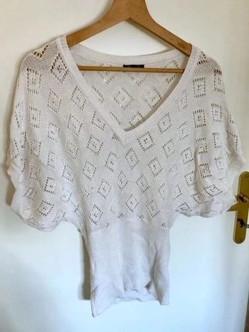 Pull blanc ajouré