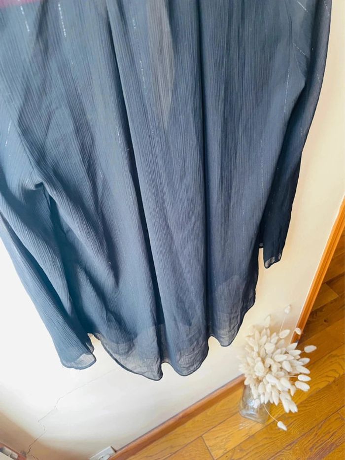 Sublime blouse chemise Zara noir XS fluide neuve à boutonnage décolleté en V - photo numéro 8