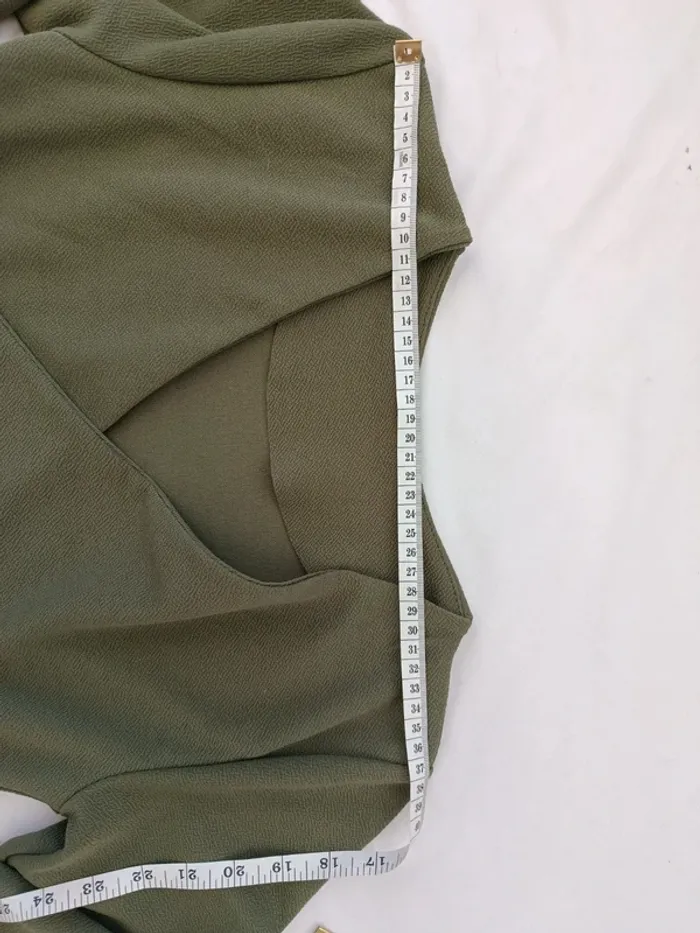 Petite veste ouverte kaki légère style blazer made in France taille S - photo numéro 5