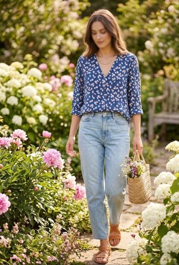 Blouse Fleurie purple's taille S/36