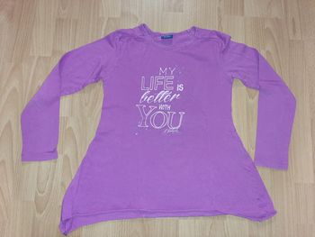 Tshirt asymétrique ML rose violine T 10-11 ans (146 cm)