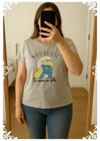 👕 T-shirt gris Schtroumpfette taille XL