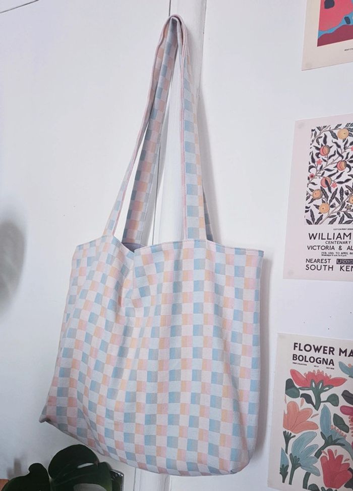 Tote bag damier pastel - photo numéro 3