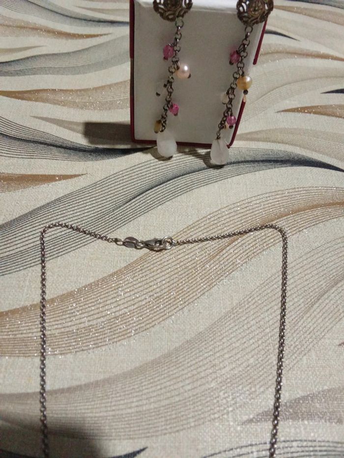 Ensemble collier bracelet boucle d'oreilles argent quartz et pierres - photo numéro 4