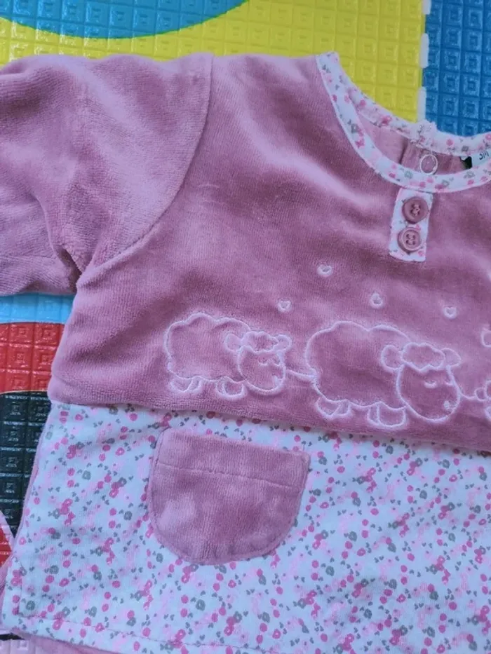 Ensemble velours rose 3 mois - photo numéro 2