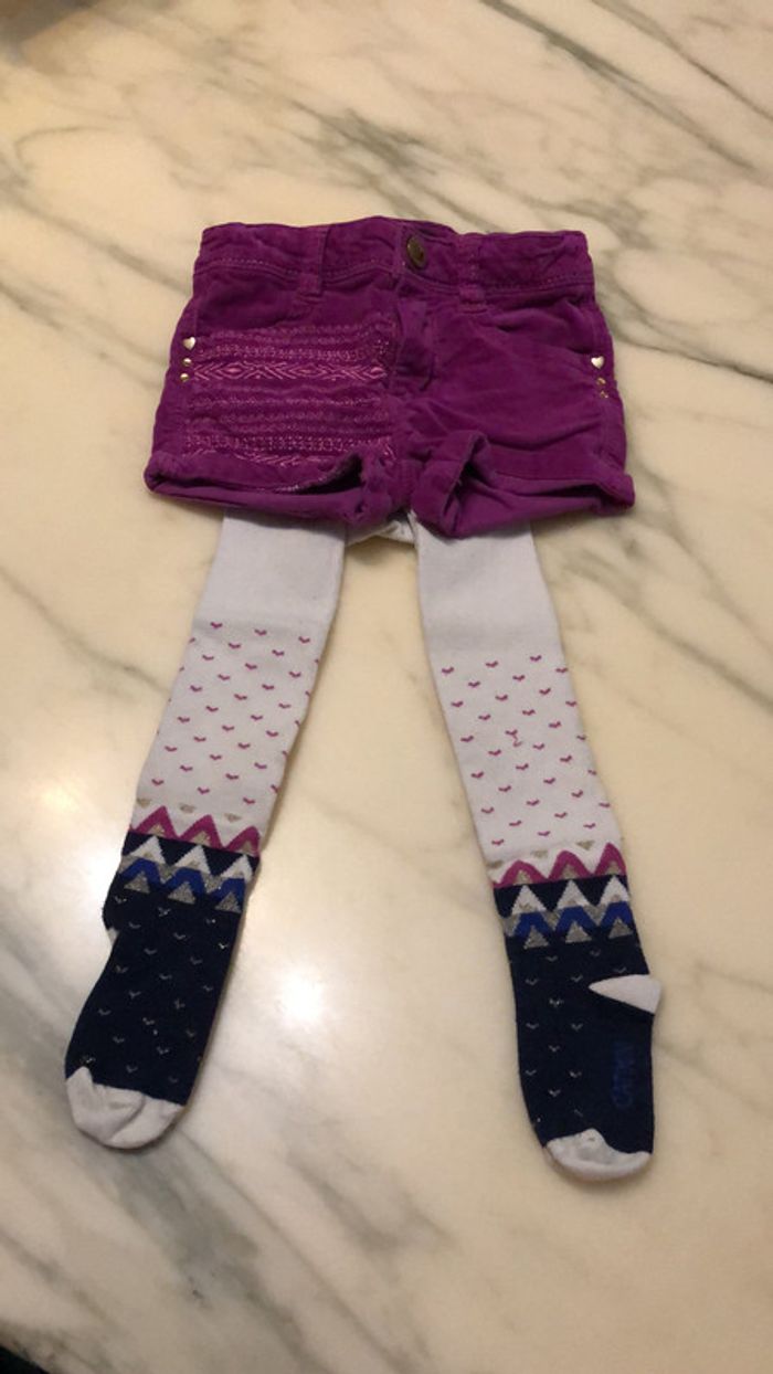 Short avec collant catimini 2 ans