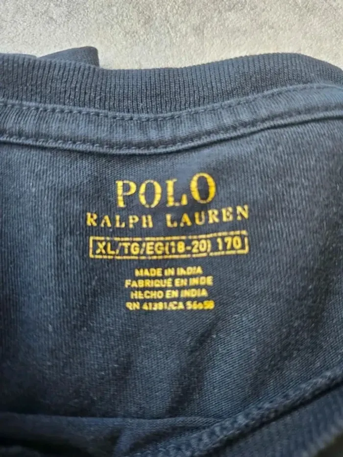 T-shirt Ralph Lauren XL coupe col rond noir Homme Men tee135 - photo numéro 3