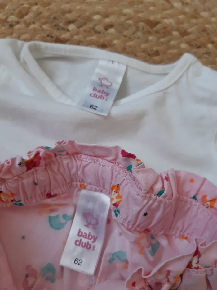 Ensemble tee-shirt blanc et short Baby Club 62 cm - photo numéro 4