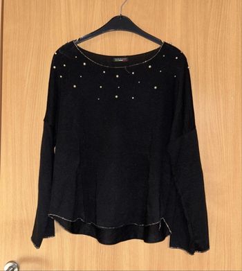 Pull noir léger avec perles Made In Italy - Taille unique - Très bon état