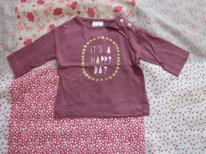T-Shirt manches longues violet 1 mois