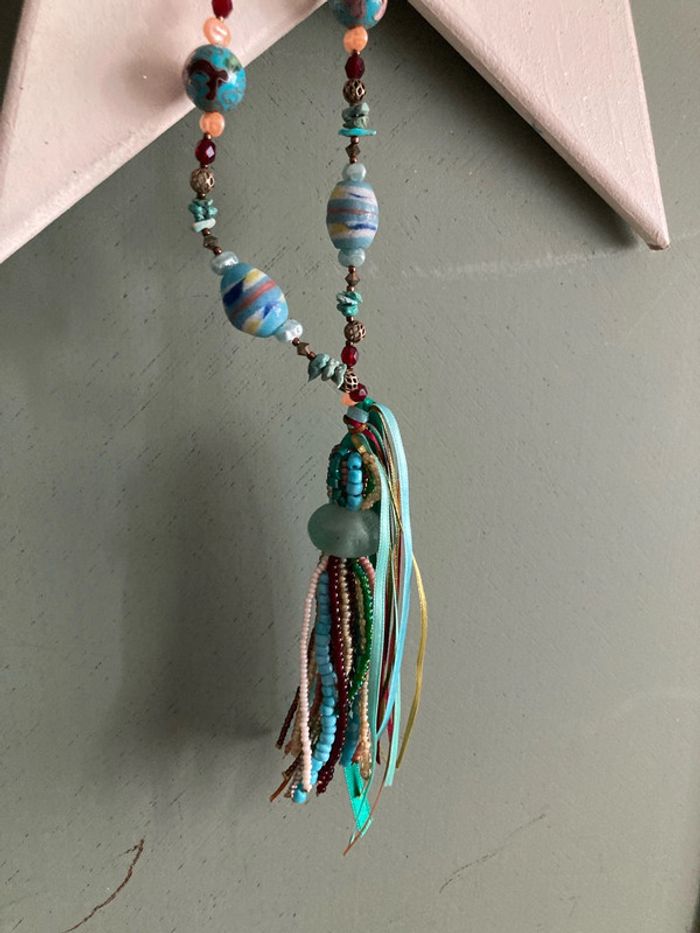 Collier bleu turquoise - photo numéro 3