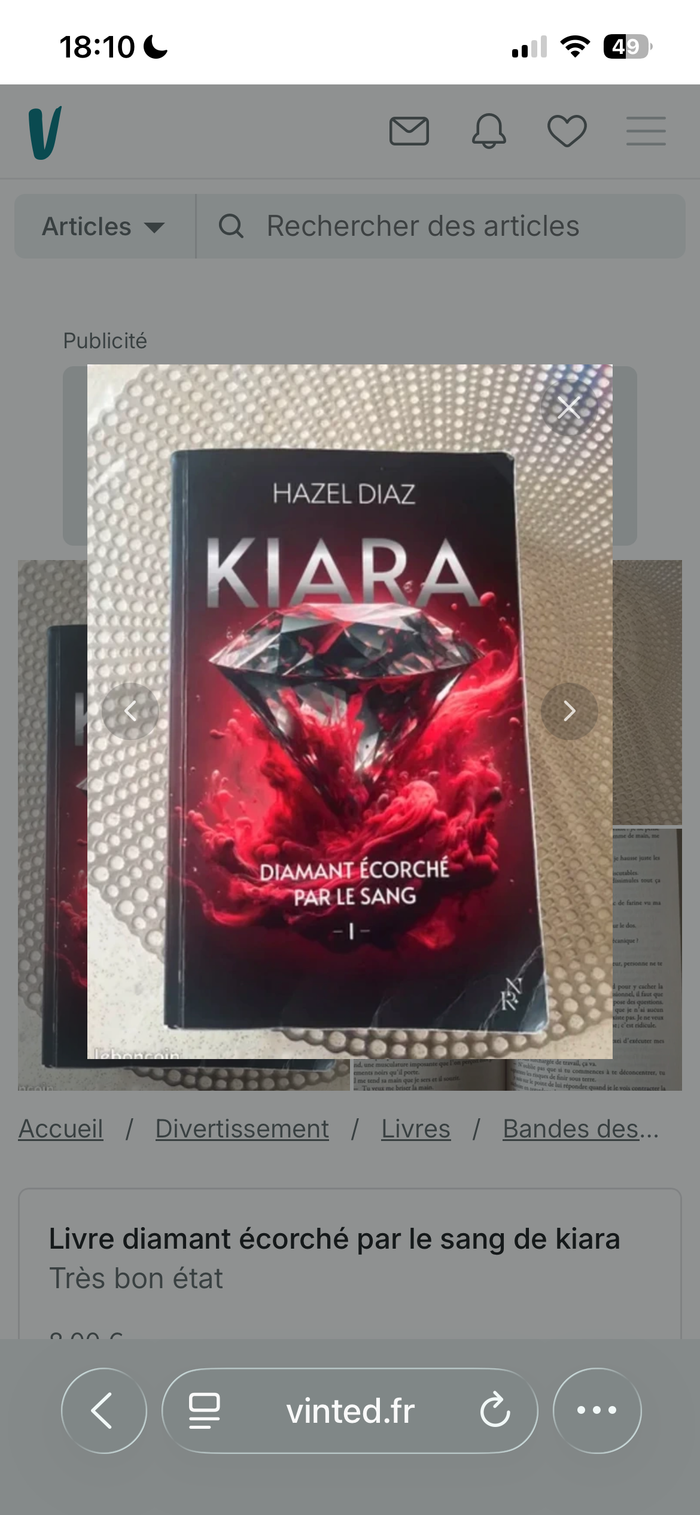 Livre diamant écorché par le sang