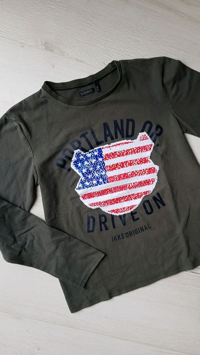 Tee shirt manches longues à sequins ikks garçon 12ans