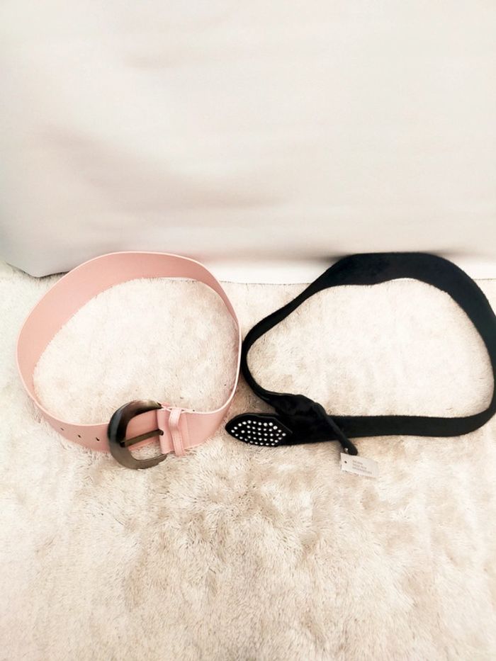 🔥 Lot de 2 Ceintures Femme – Rose & Noire – Neuves 🔥 - photo numéro 2