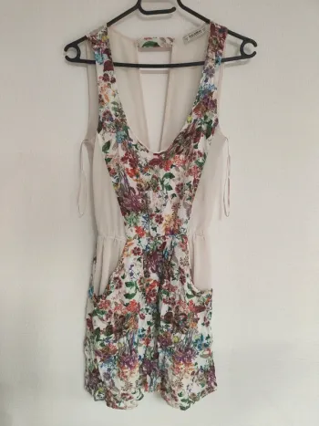 Robe blanche fleurs couleurs - S