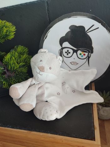 Doudou mouchoir renard Cajou Sucre d'Orge beige blanc étoile Lune Crème Écureuil