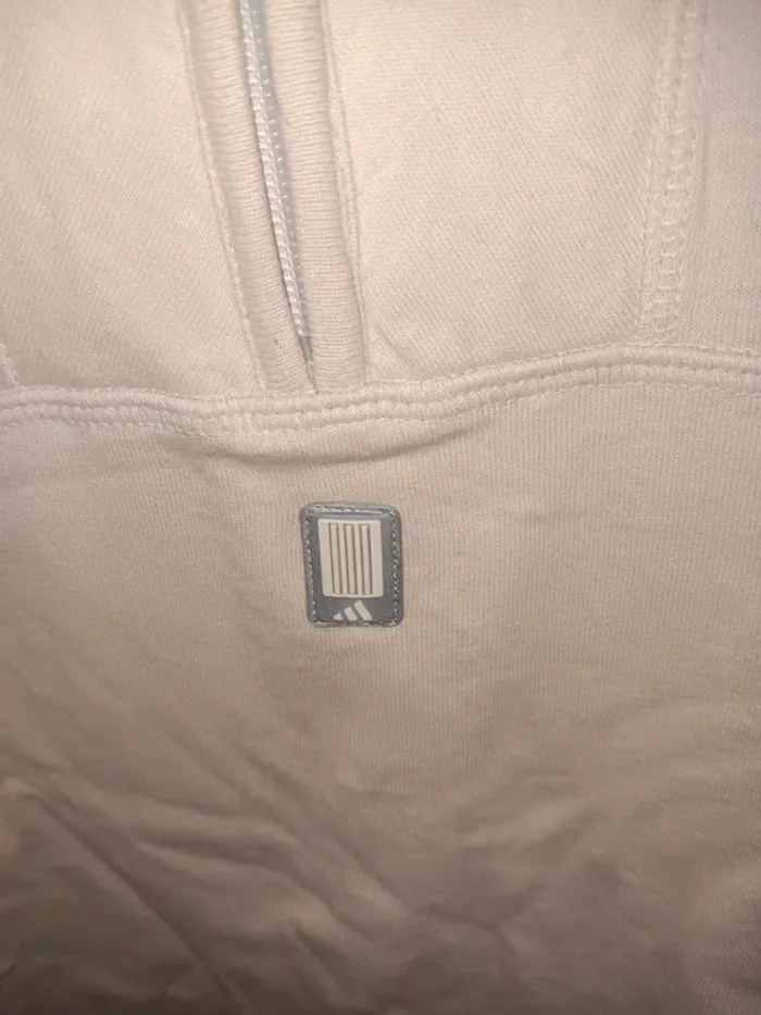 Adidas vintage polo taille S manche courte zippé beige noir - photo numéro 2