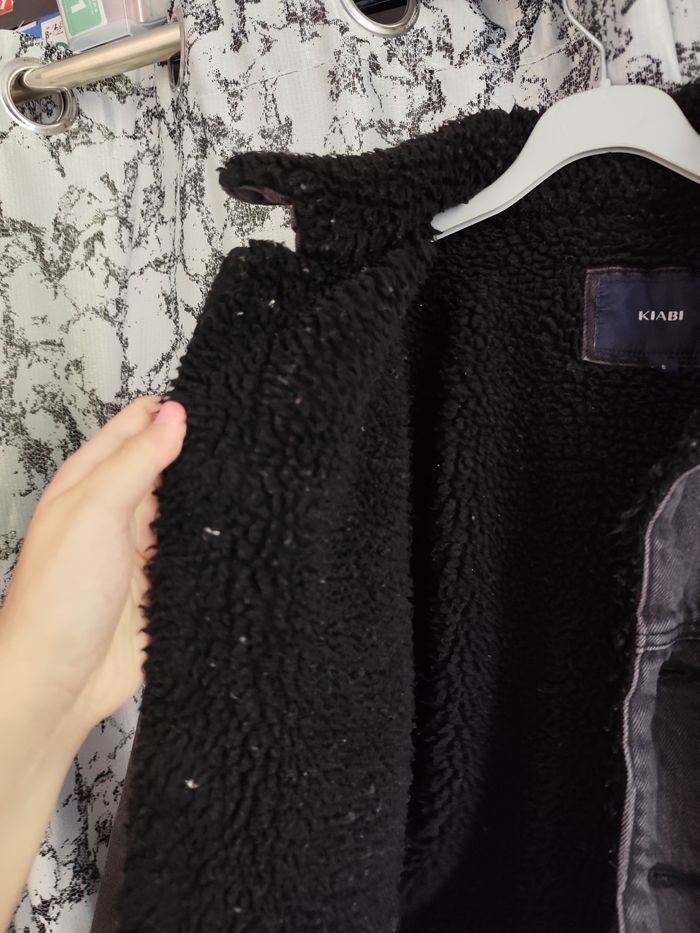 Veste noire en jean et doublure épaisse Homme taille S - photo numéro 4