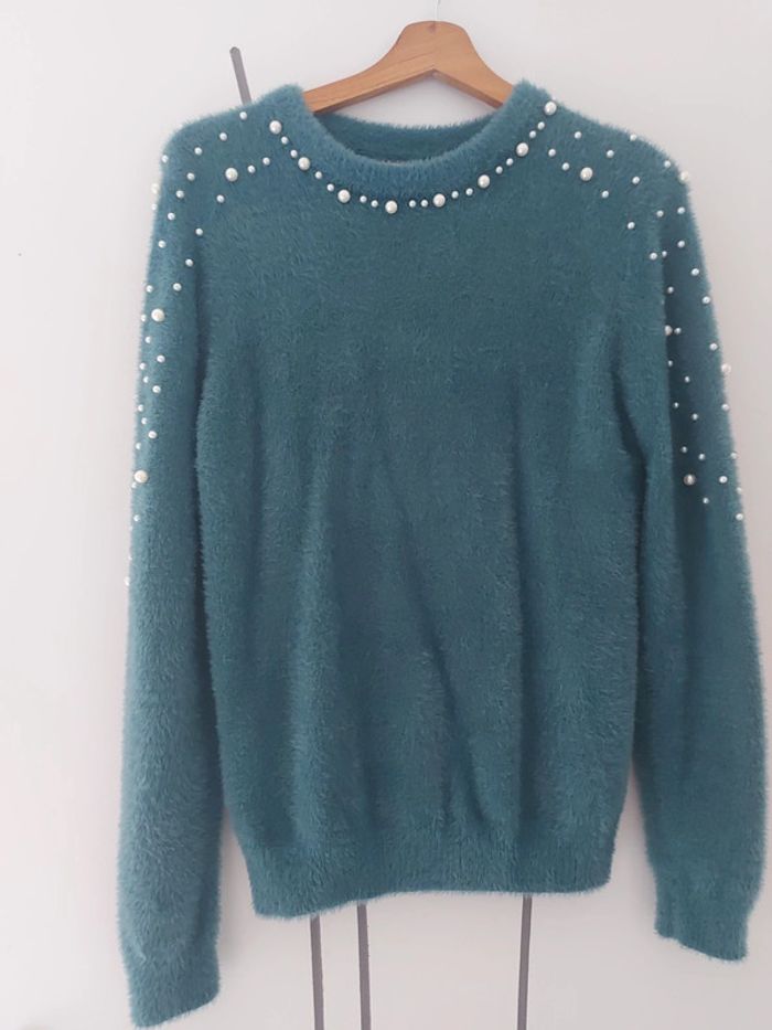 Pull bleu turquoise,  vert à perles shein 38/40