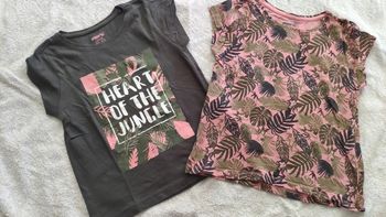 Pepperts Lot de 2 t-shirts manches courtes 8 ans rose marron vert