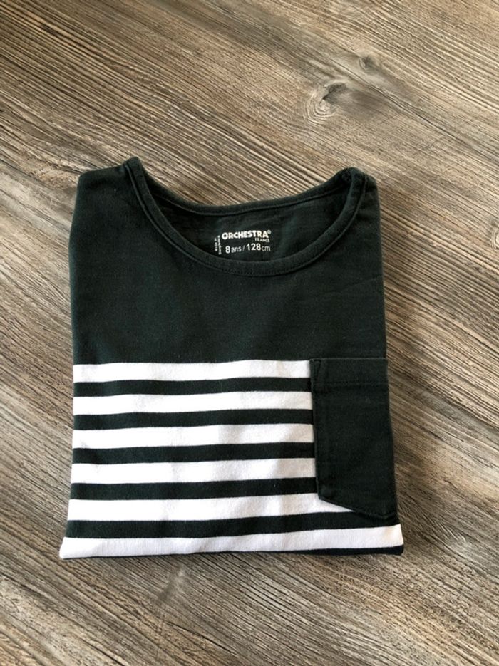T shirt manches longues épais vert et blanc